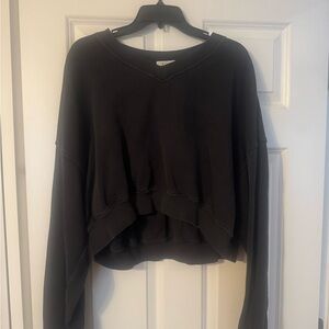 Aerie Black Cropped Sweatshirt